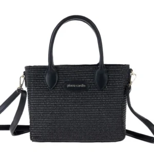 Borsa-a-Mano-Nera-in-Paglia-con-Tracolla-ecopelle-Pierre-Cardin-1