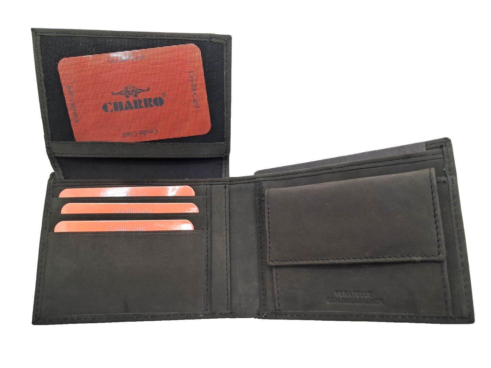 Charro Portafoglio Pelle Uomo 12,5 cm Nero - immagine 9