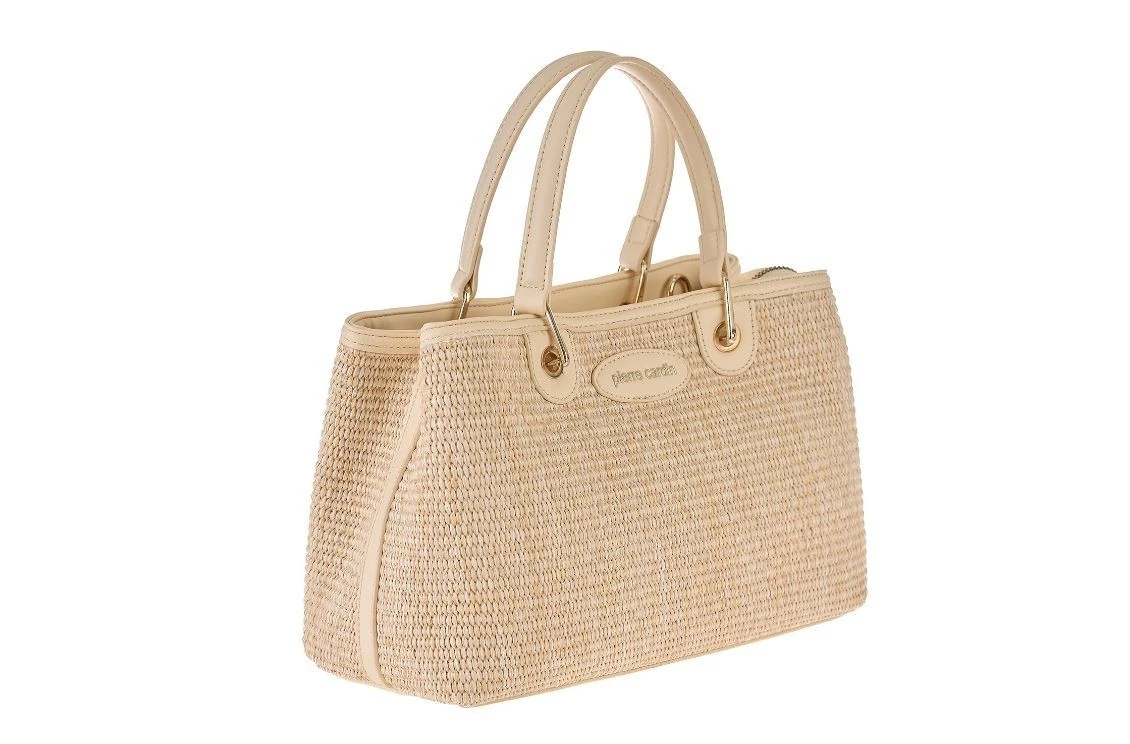 Borsa a Mano Beige in Paglia con Tracolla ecopelle Pierre Cardin - immagine 3