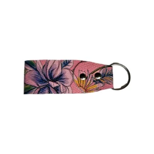 Portachiavi-Artigianale-Pelle-Rosa-Floreale-Donna-Fatto-a-Mano-1
